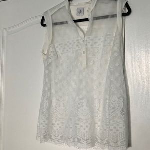 Sheer, white, patterned tank
